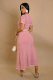 Golden Hour Contrast Midi Dress- Pink