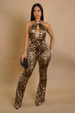 Leopard Print Halter Jumpsuit