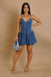Bowtied Back Dark Wash Denim Romper