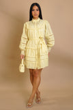 Mixed Crochet Mini Dress- Yellow