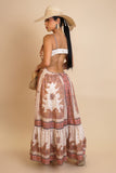 Abstract Art Maxi Dress- Beige