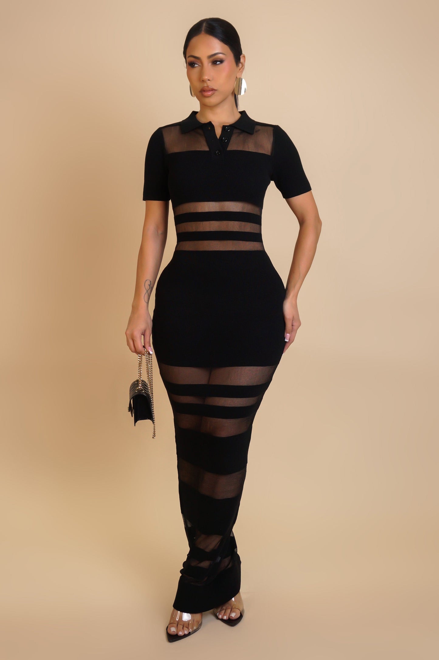 Love is Blind Collar Black Maxi Dress