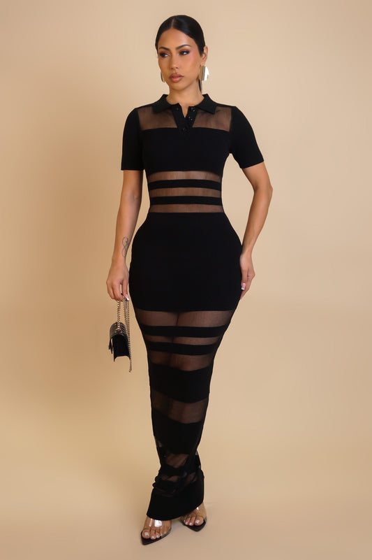 Love is Blind Collar Black Maxi Dress