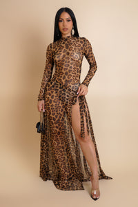 Daredevil Leopard Print Illusion See-Thru Skirt & Bodysuit Top Set/ Swimwear Set