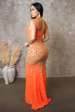 Orange Icy Hot Slit Maxi Dress