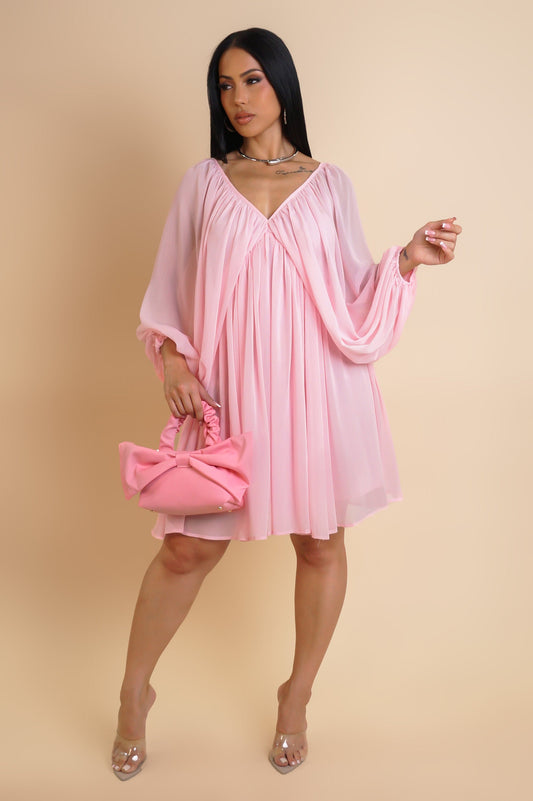 Exquisitely Endearing Loose Mini Dress- Pink