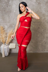 "All Roped Up" Maxi Dress- Red