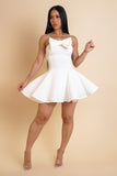 Bowtied Mini Flare Dress- White