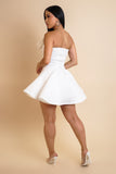 Bowtied Mini Flare Dress- White