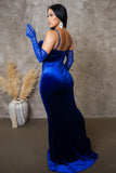 Velvet Braided Rope Mermaid Dress- Royal Blue