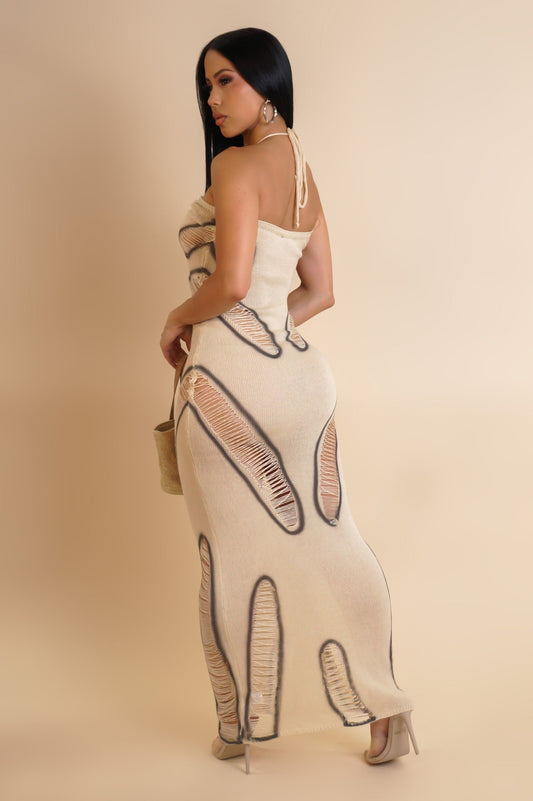 Acrylic Knit Cream Dress/Swimwear Coverup