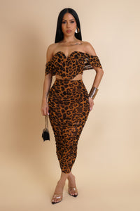 Sexy Wild Days Animal Print Ruched Skirt Set