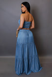 Blue Tube Top & Maxi Skirt Set