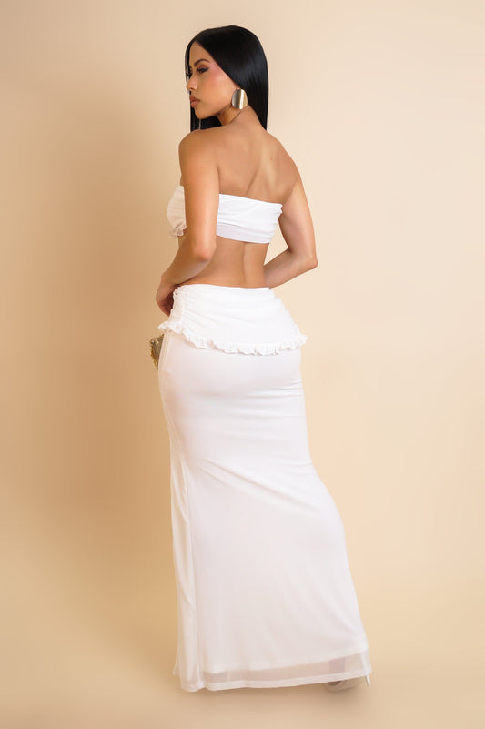 Tempt Me Slit Maxi Dress- White