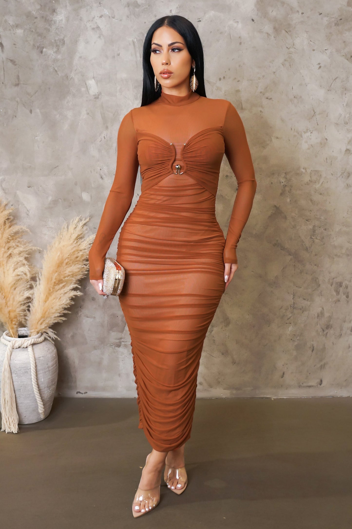 Over Velvet Mesh Dress