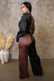 Leopard Print & Black Pants Set
