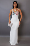 Jeweled Cup Maxi White Dress