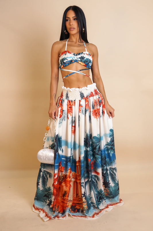 Vacation Mode Maxi Skirt Set