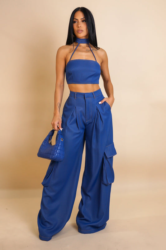 Cargo Pants Set- Dark Blue
