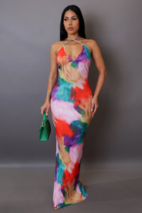 Abstract Print Maxi Dress