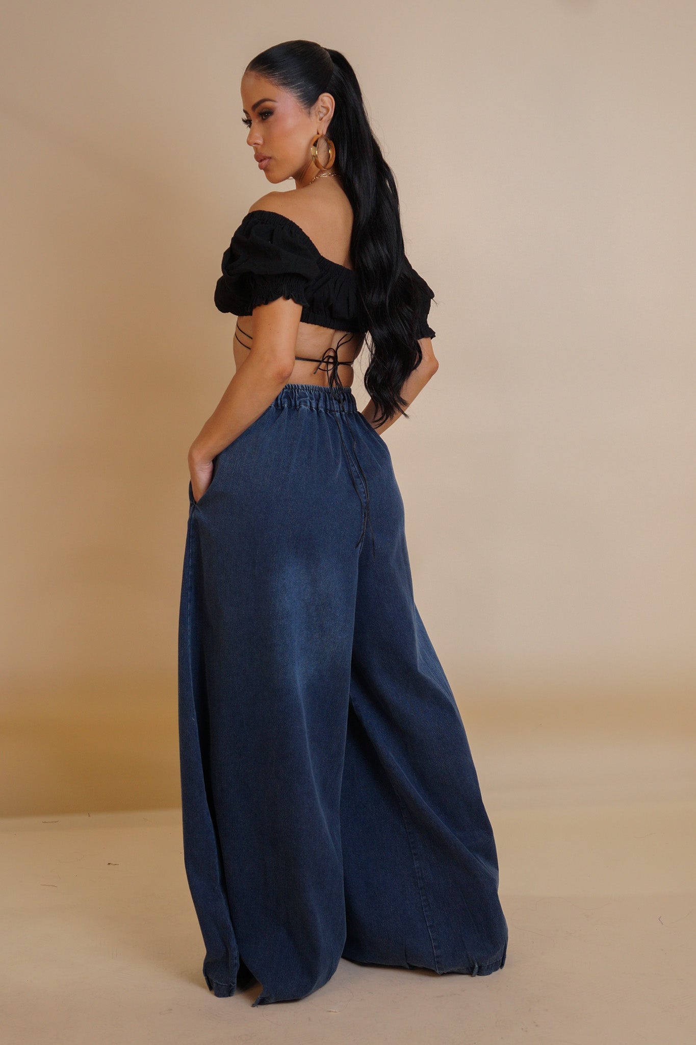 Oversized Denim Pants- Dark Wash