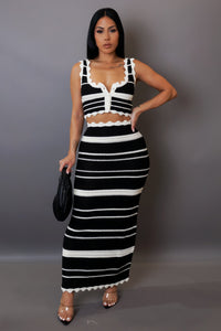 Black & Ivory Crochet Knit Skirt & Top Set