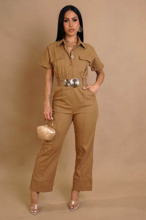 Sandshell Jumpsuit- Khaki