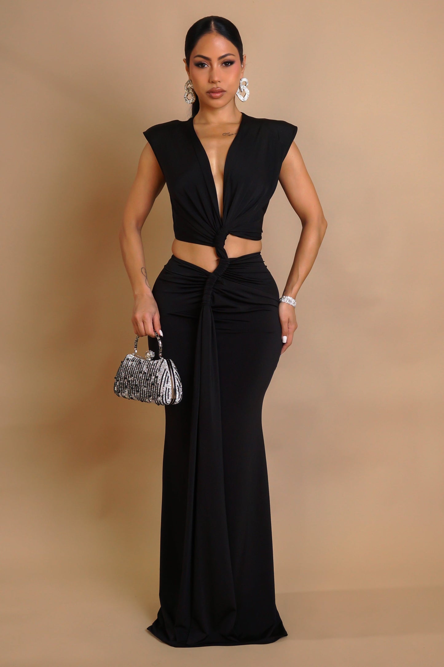 Rope Twist Maxi Dress- Black