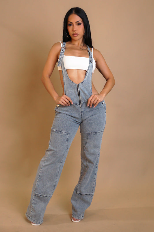 Suspender Denim Jumpsuit