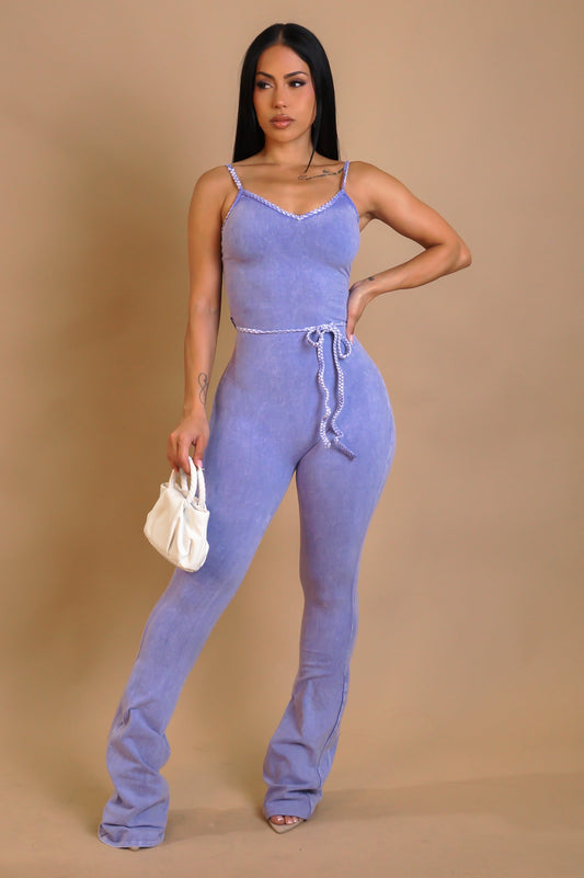 Mineral Wash Jumpsuit- Purple