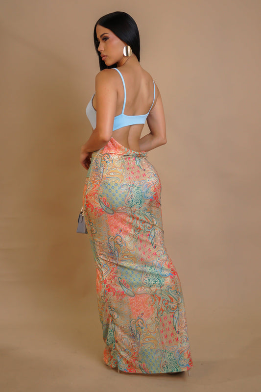 Swirl of Blue Maxi Dress