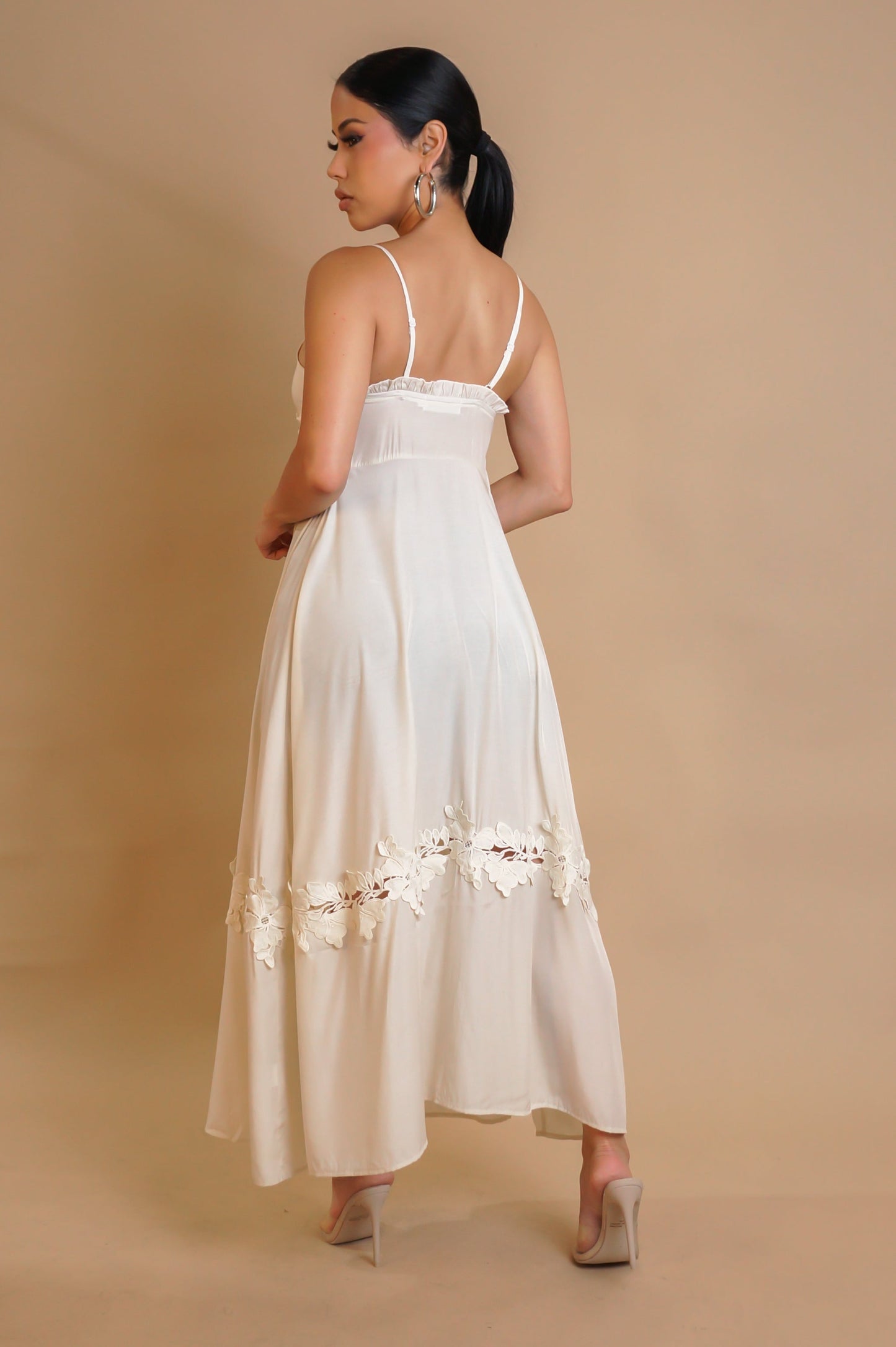 Good Looking Slit Maxi Top- Cream