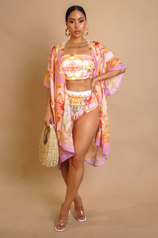 Pink Multi Swimwear Set