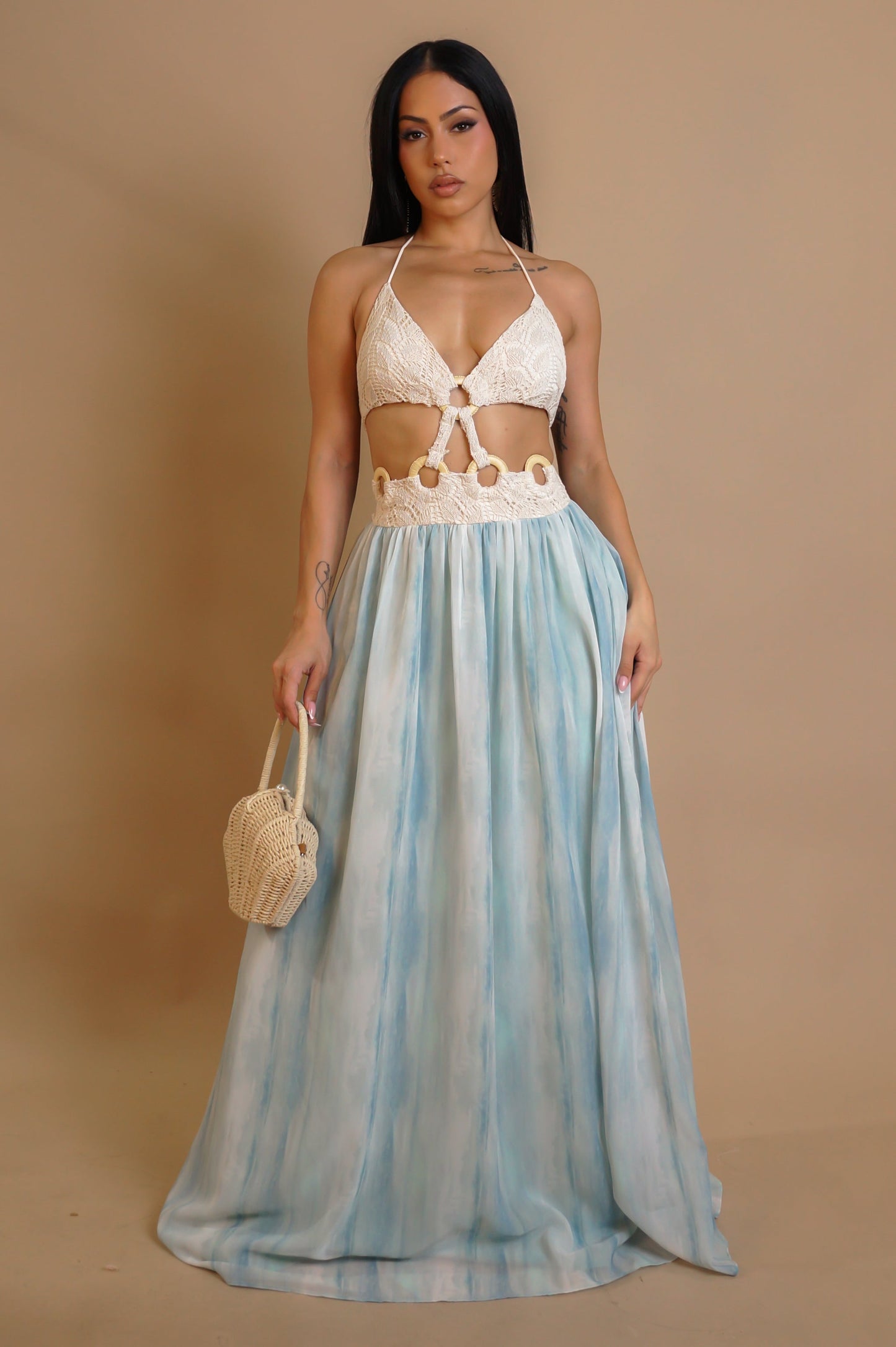 Resort Garden Groove Maxi Dress- Blue