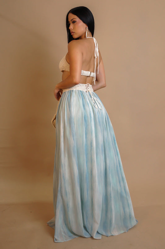 Resort Garden Groove Maxi Dress- Blue