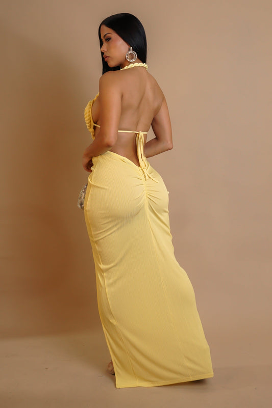 Desire Roped Chest Maxi Dress- Yellow