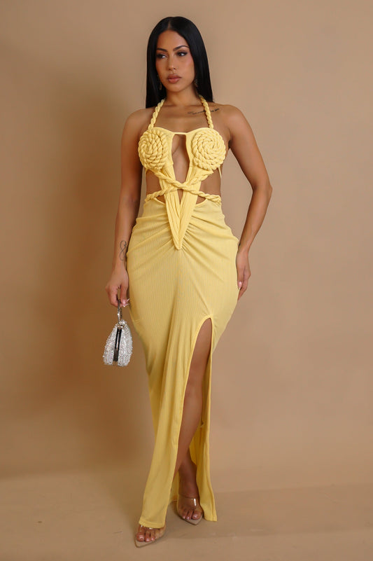 Desire Roped Chest Maxi Dress- Yellow