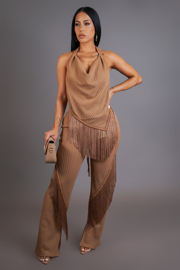 Brown Shaggy Pants Set