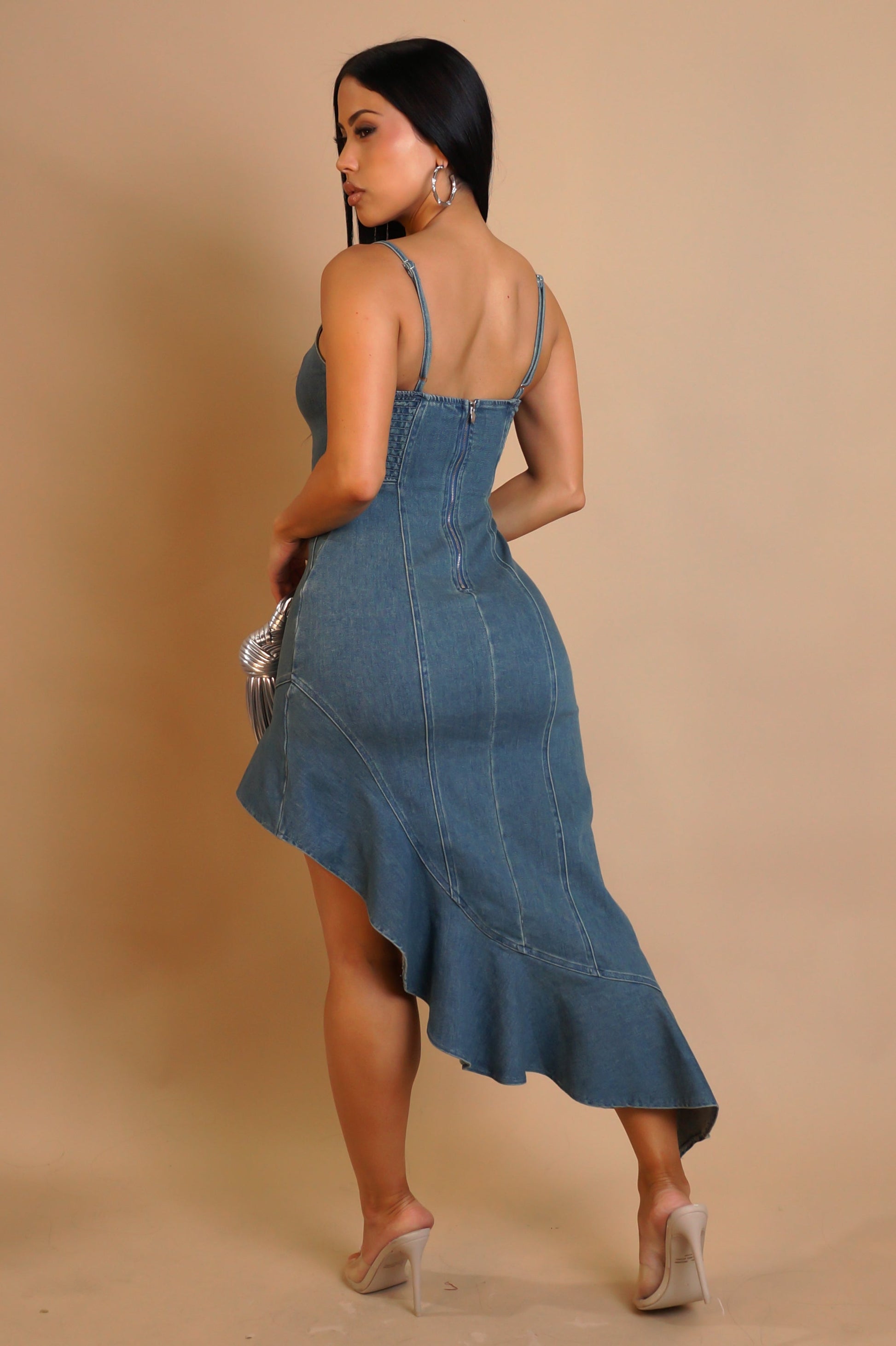 Denim High Low Dress - L Denim High Low Dress - L