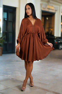 Brown Flare Mini Dress