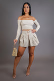 Preppy Vibe Off Shoulder Top & Skort Set