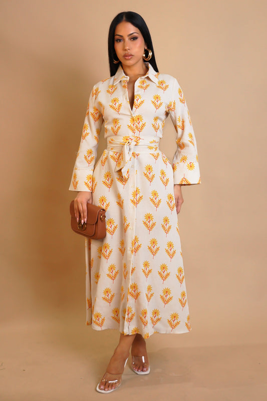Yellow Bloom Midi Dress