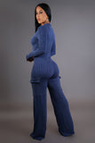 Blue Ribbed Jumpsuit