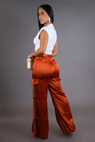 Satin Cargo Pants