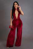 Velvet Halter Neck Jumpsuit