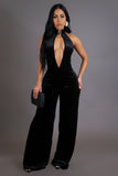 Velvet Halter Neck Jumpsuit