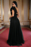 Elegant Black Tulle Maxi Dress