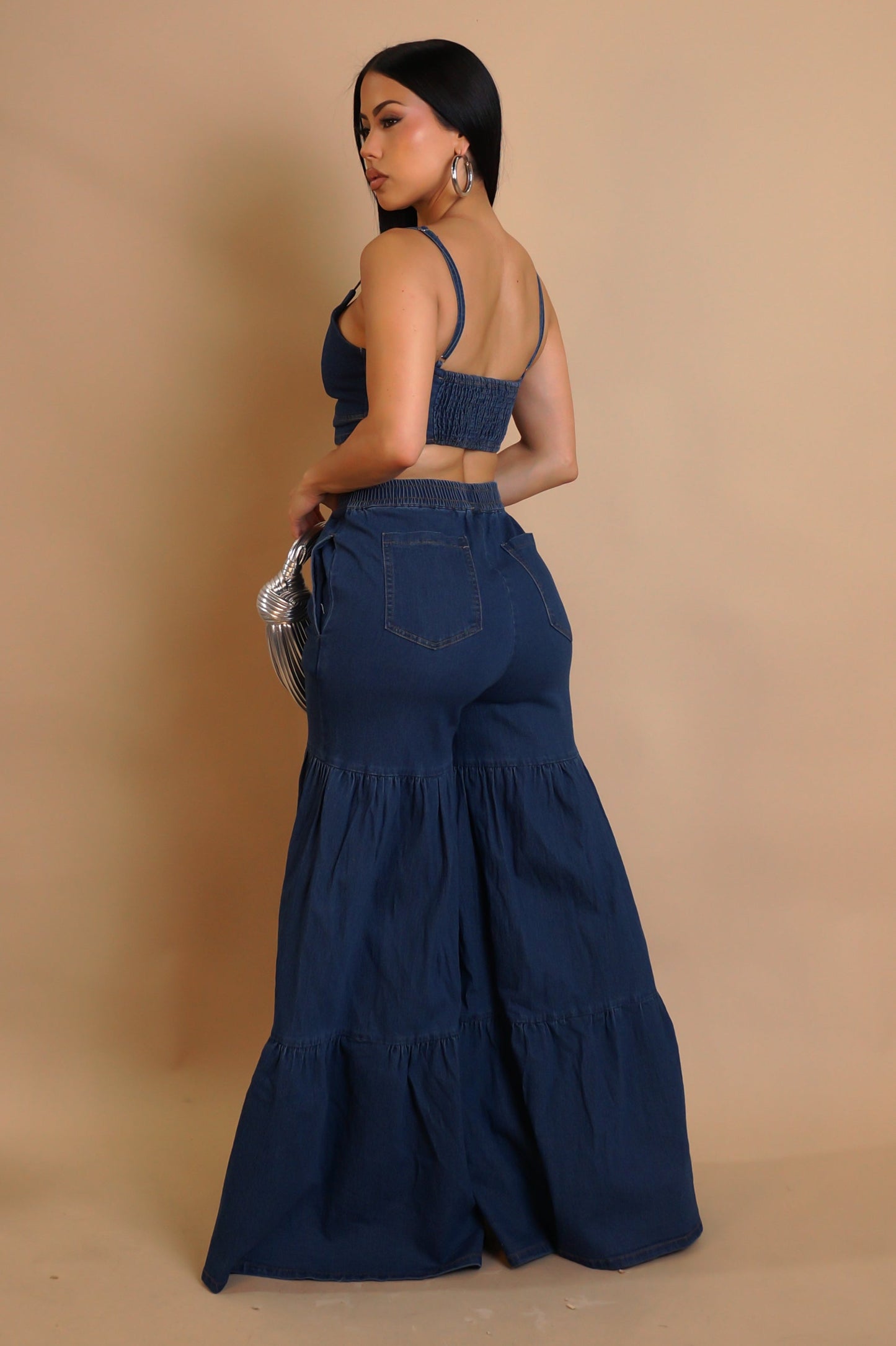 Adjustment Denim Pants Set