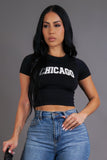 "Chicago" Printed Cropped Top