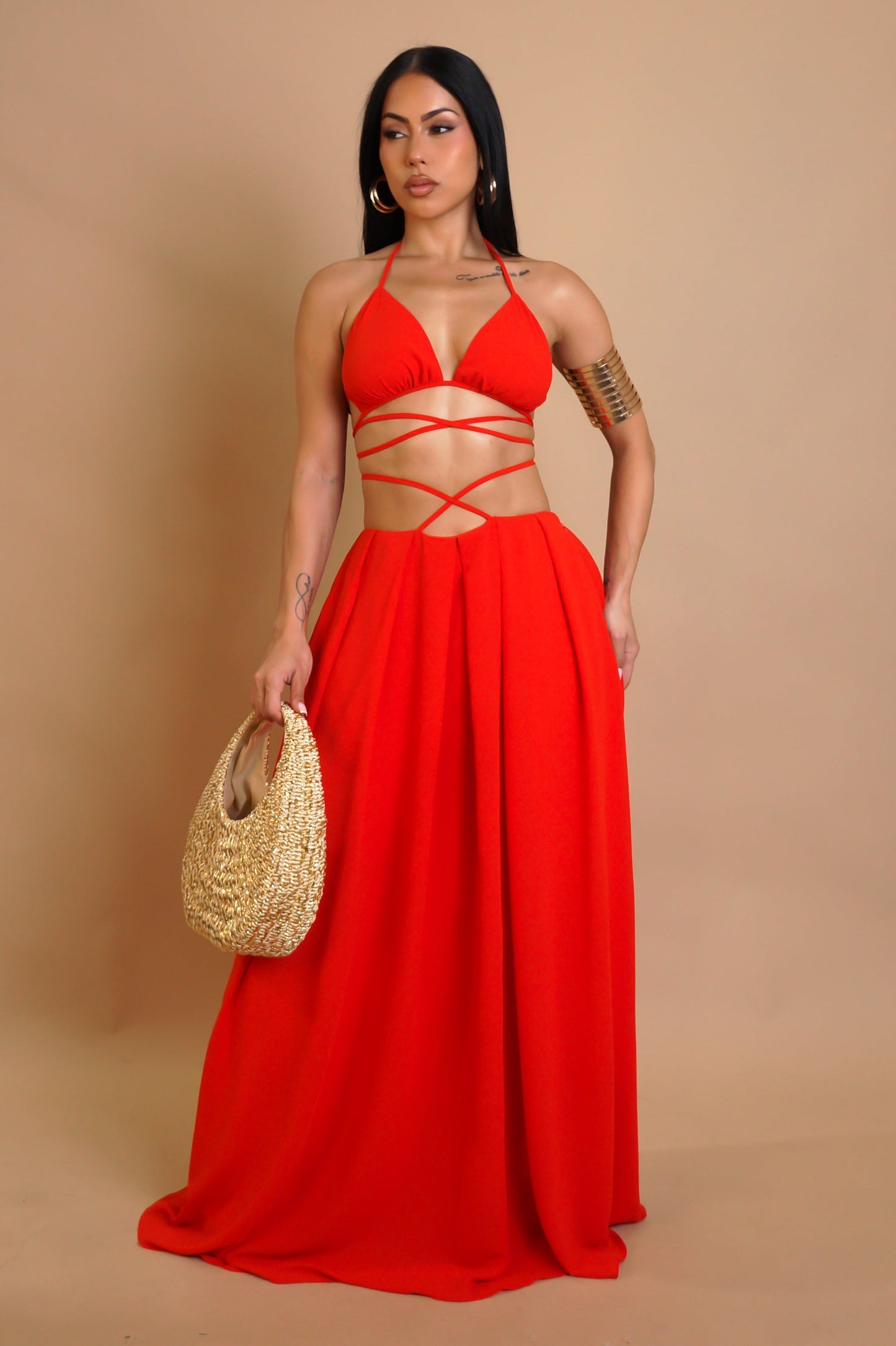 So Fine Skirt Set- Red